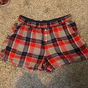 Aerie Red and Blue Plaid Women's Pajama Shorts